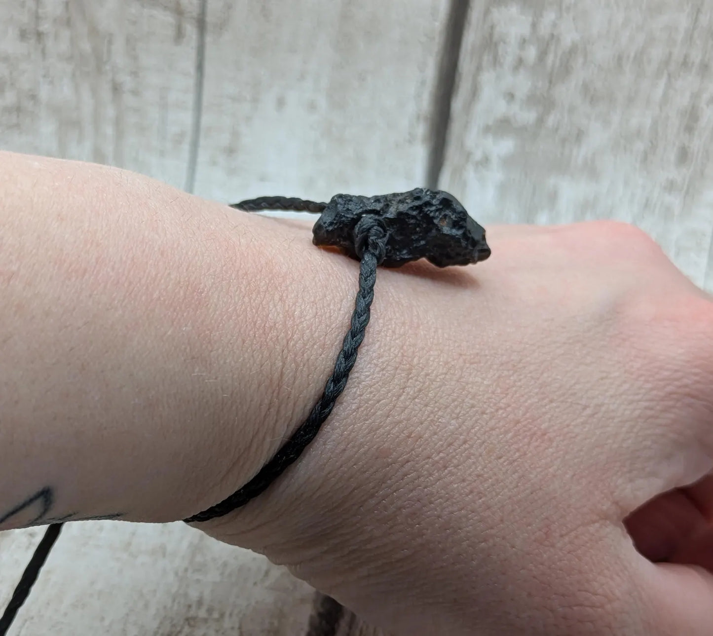 Indonesian tektite beaded adjustable bracelet.