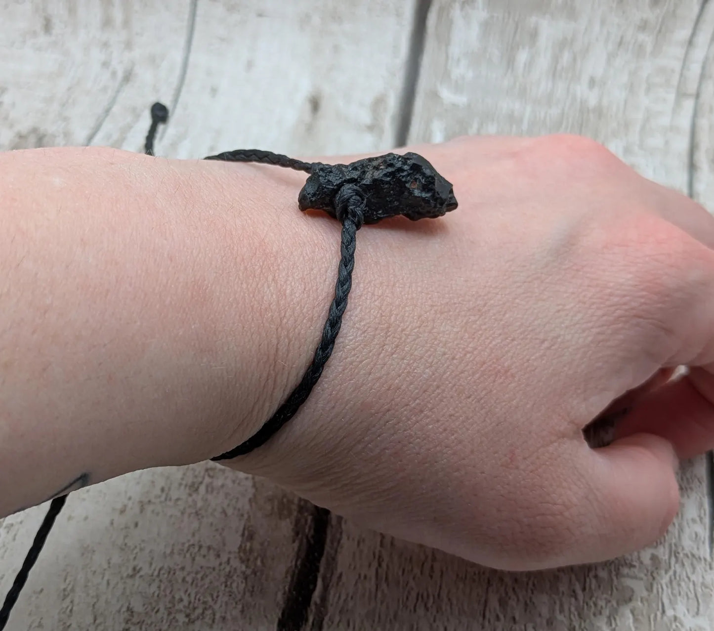 Indonesian tektite beaded adjustable bracelet.