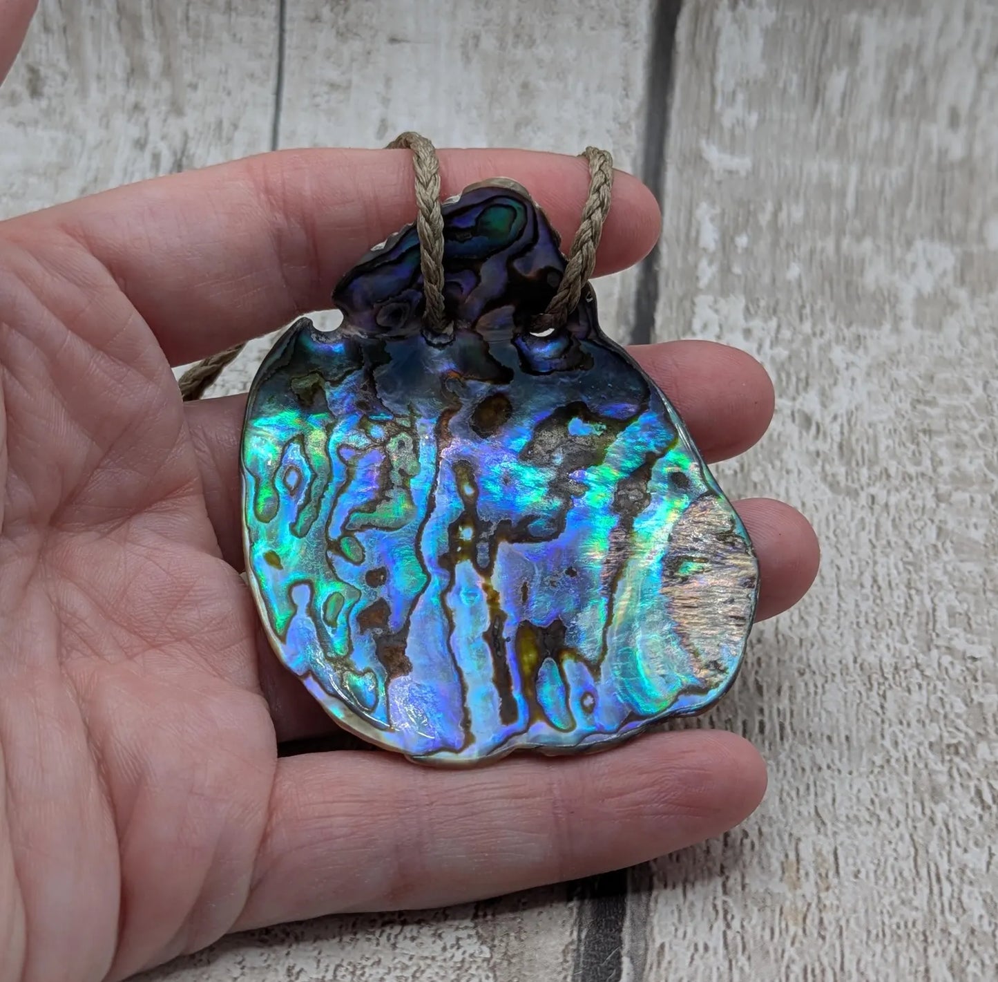 Large Freeform NZ Pāua Shell Pendant – Iridescent Abalone Statement Necklace, Natural statement Beach Jewellery.
