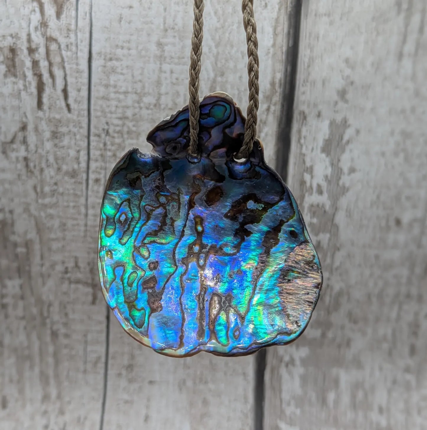 Large Freeform NZ Pāua Shell Pendant – Iridescent Abalone Statement Necklace, Natural statement Beach Jewellery.