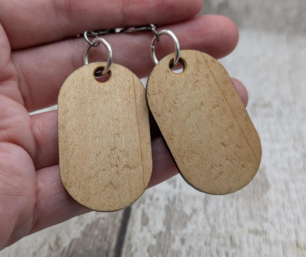 Lime wood sunflower Fibonacci hoop earrings.