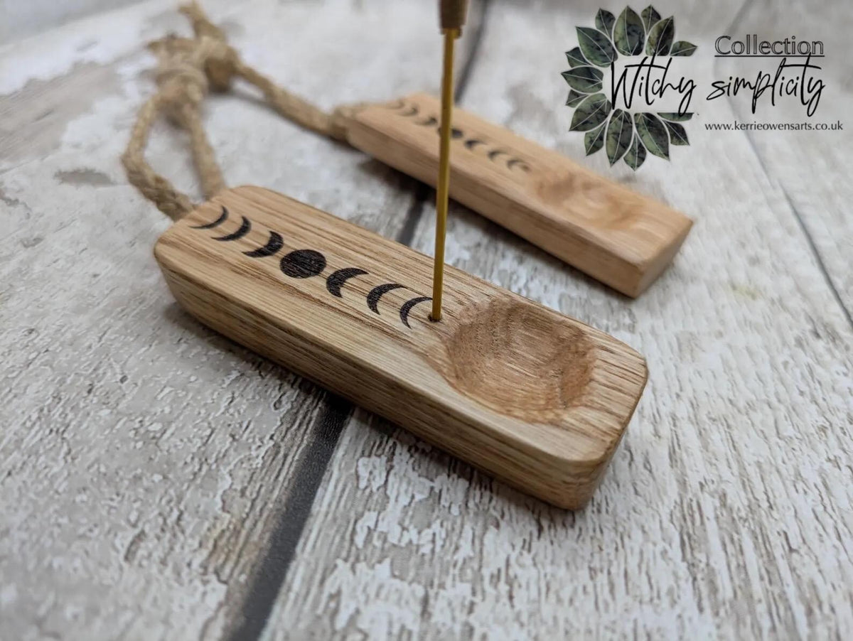Sweet chestnut small travel sized incense holder and offering bowl.