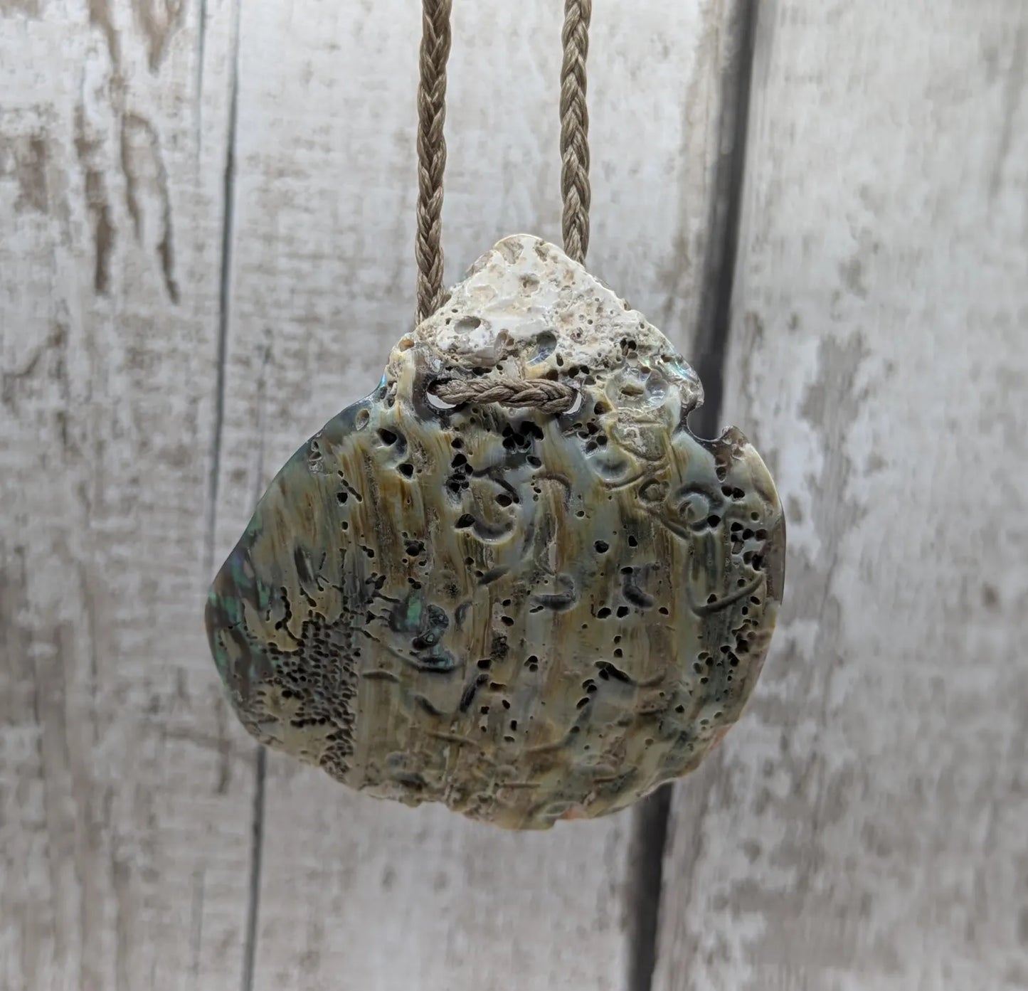 Large Freeform NZ Pāua Shell Pendant – Iridescent Abalone Statement Necklace, Natural statement Beach Jewellery.
