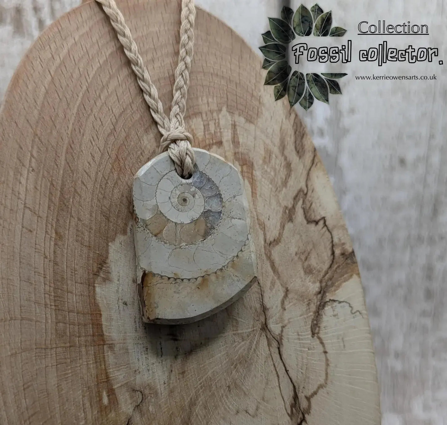 Jurassic Charmouth Ammonite Pendant – Calcite-Crystal in Limestone Fossil Necklace - Natural history - Fibonacci sequence amulet.