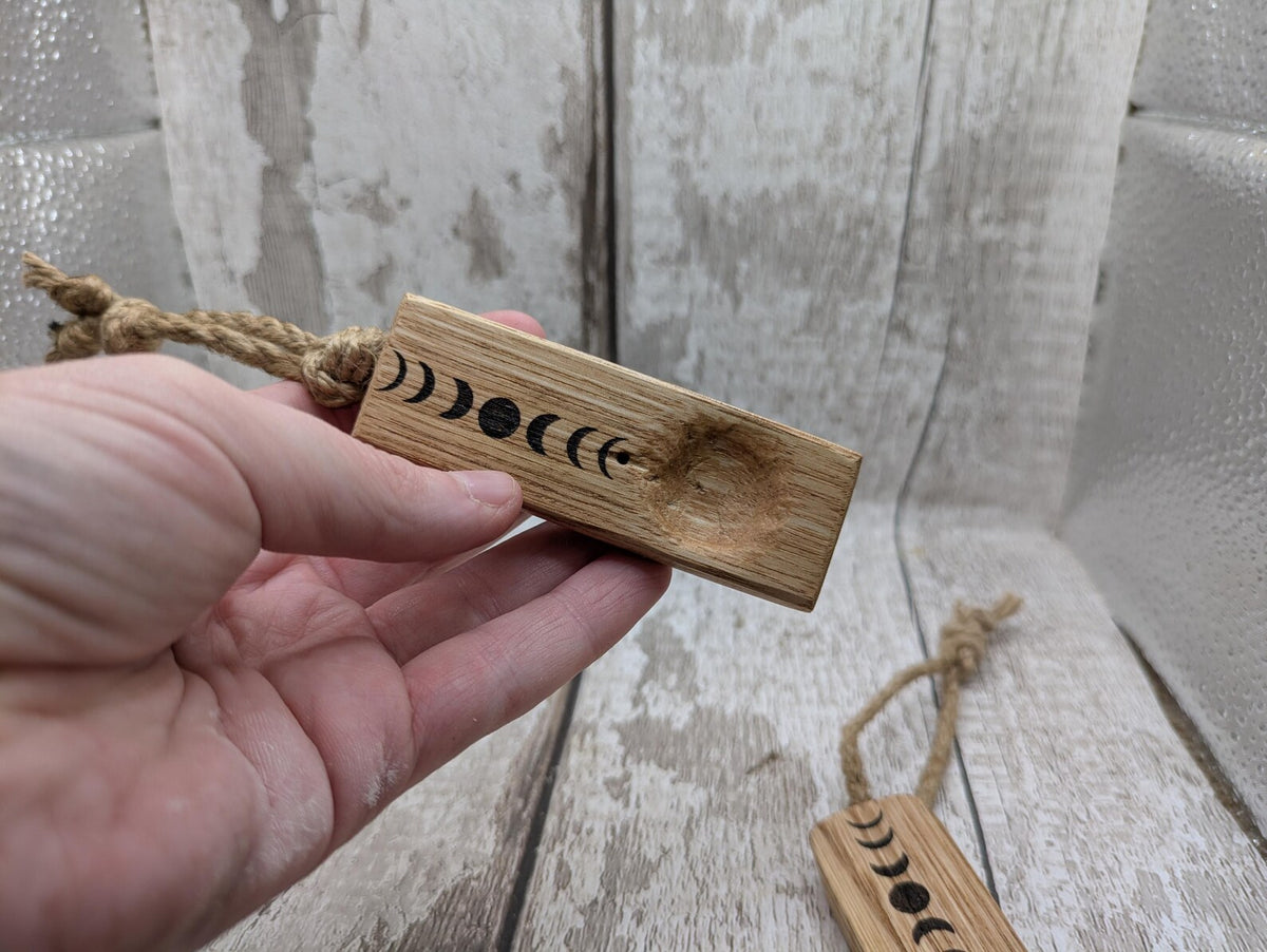 Sweet chestnut small travel sized incense holder and offering bowl.