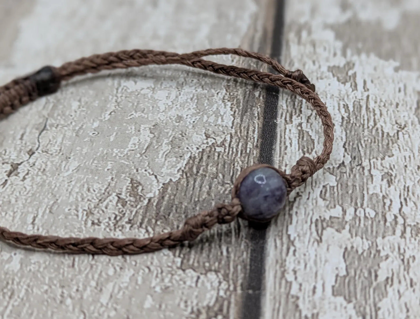 Purple Tormaline bead macrame adjustable bracelet