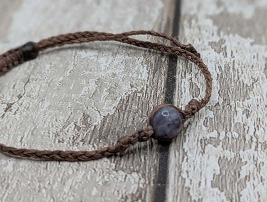 Purple Tormaline bead macrame adjustable bracelet