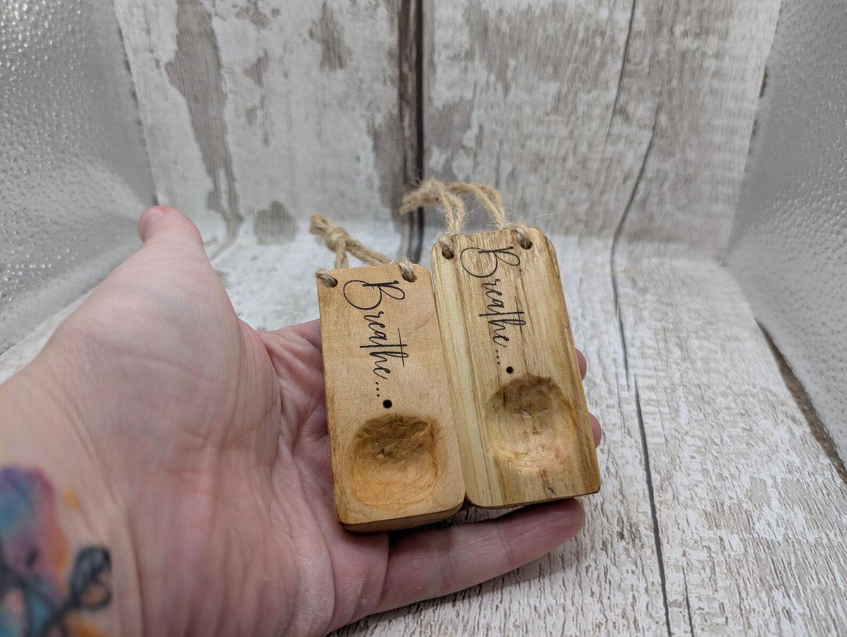 Travel sized incense holder and offering bowl affirmation design.