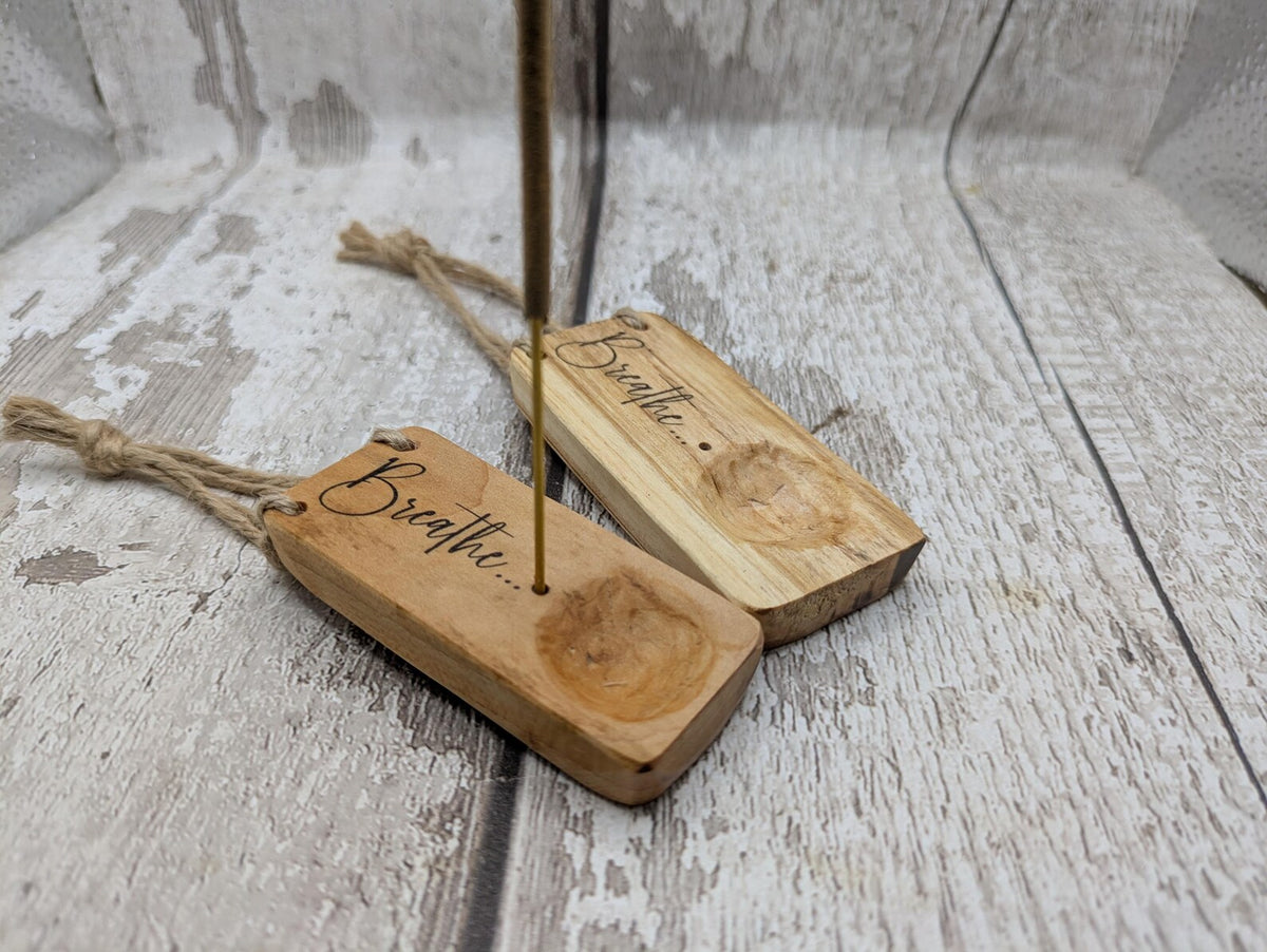 Travel sized incense holder and offering bowl affirmation design.