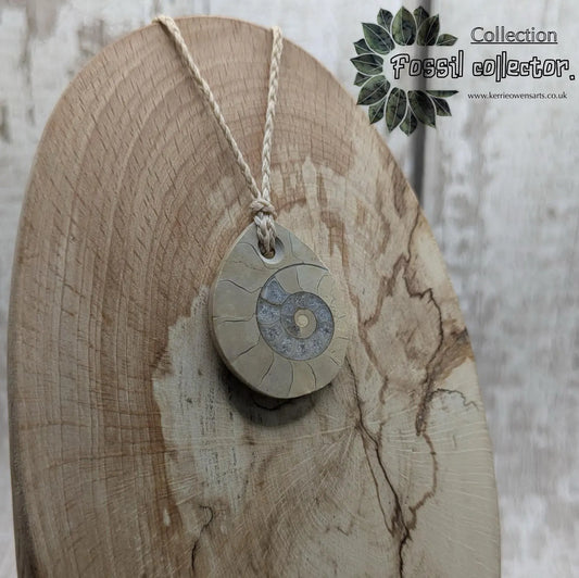 Jurassic Charmouth Ammonite Pendant – Calcite-Crystal in Limestone Fossil Necklace - Natural history - Fibonacci sequence amulet.