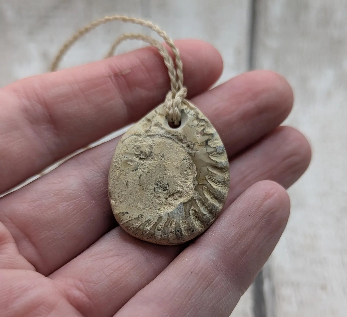 Jurassic Charmouth Ammonite Pendant – Calcite-Crystal in Limestone Fossil Necklace - Natural history - Fibonacci sequence amulet.