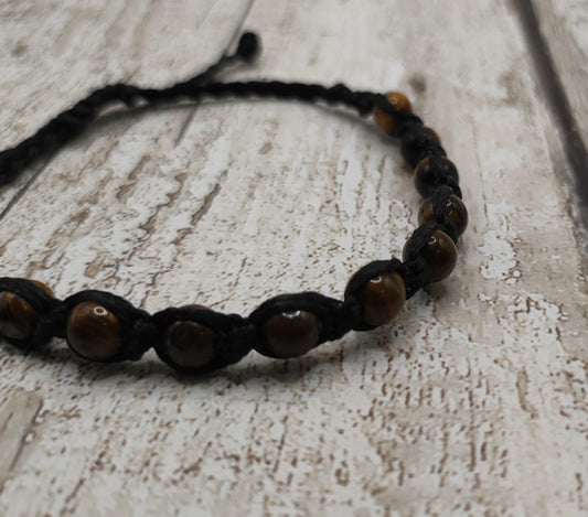 Tigers eye beaded macrame bracelet.