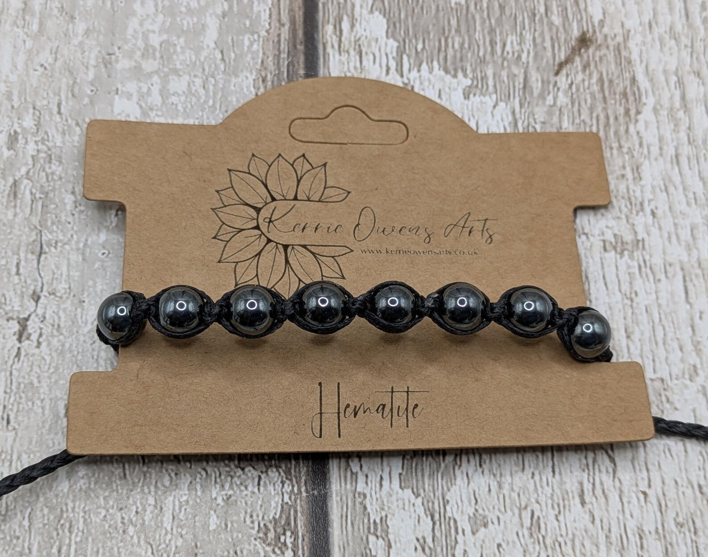Hematite beaded macramé woven adjustable bracelet