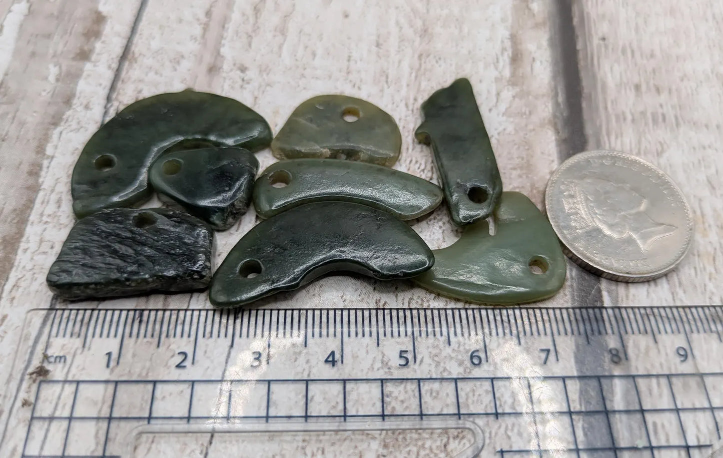 8 Odd-Shaped New Zealand Pounamu Beads – Unique Tumble polished Greenstone Jade Offcuts for Jewellery making & Craft Projects.