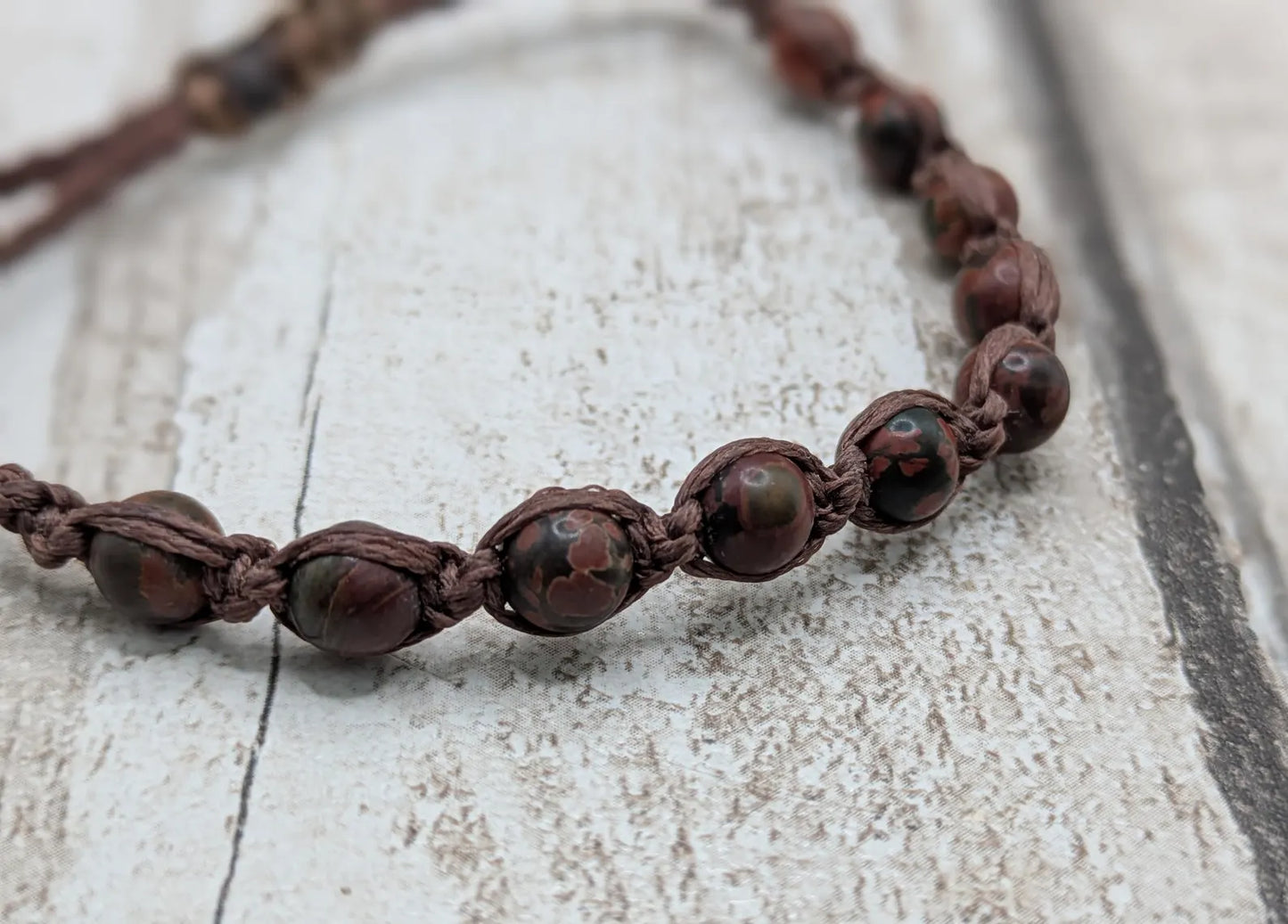 Picasso Jasper macrame beaded bracelet.