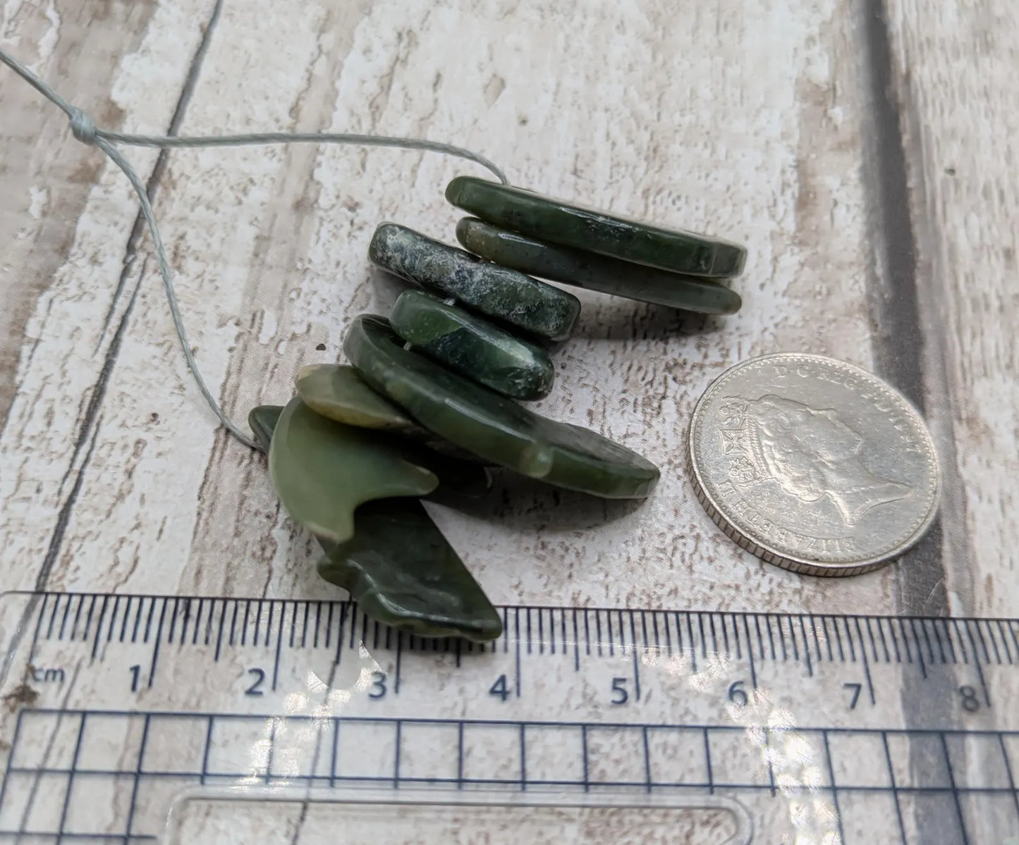 8 Odd-Shaped New Zealand Pounamu Beads – Unique Tumble polished Greenstone Jade Offcuts for Jewellery making & Craft Projects.