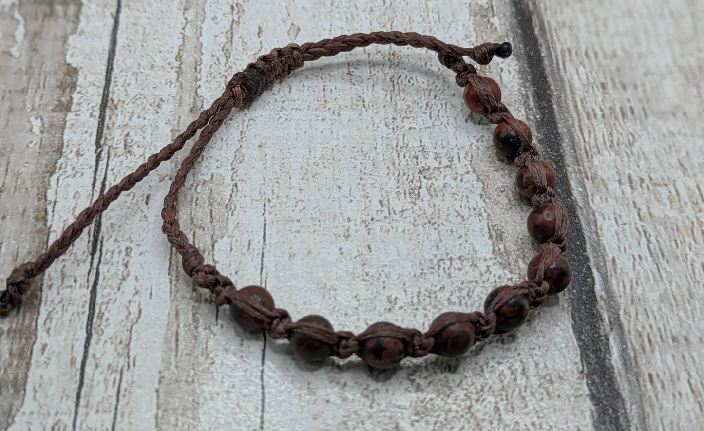 Picasso Jasper macrame beaded bracelet.