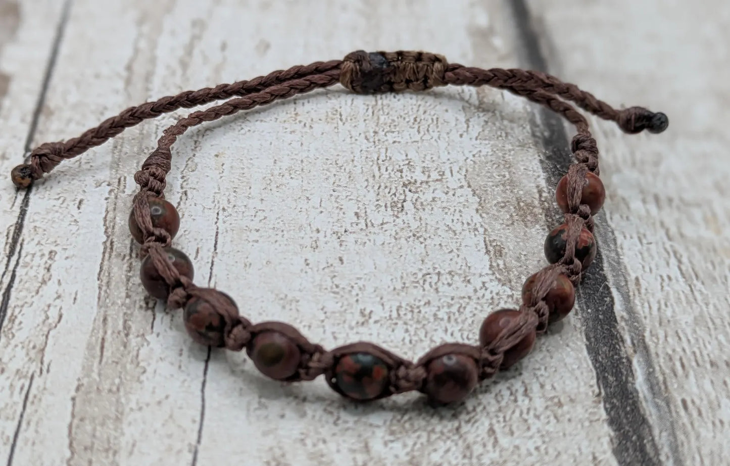 Picasso Jasper macrame beaded bracelet.