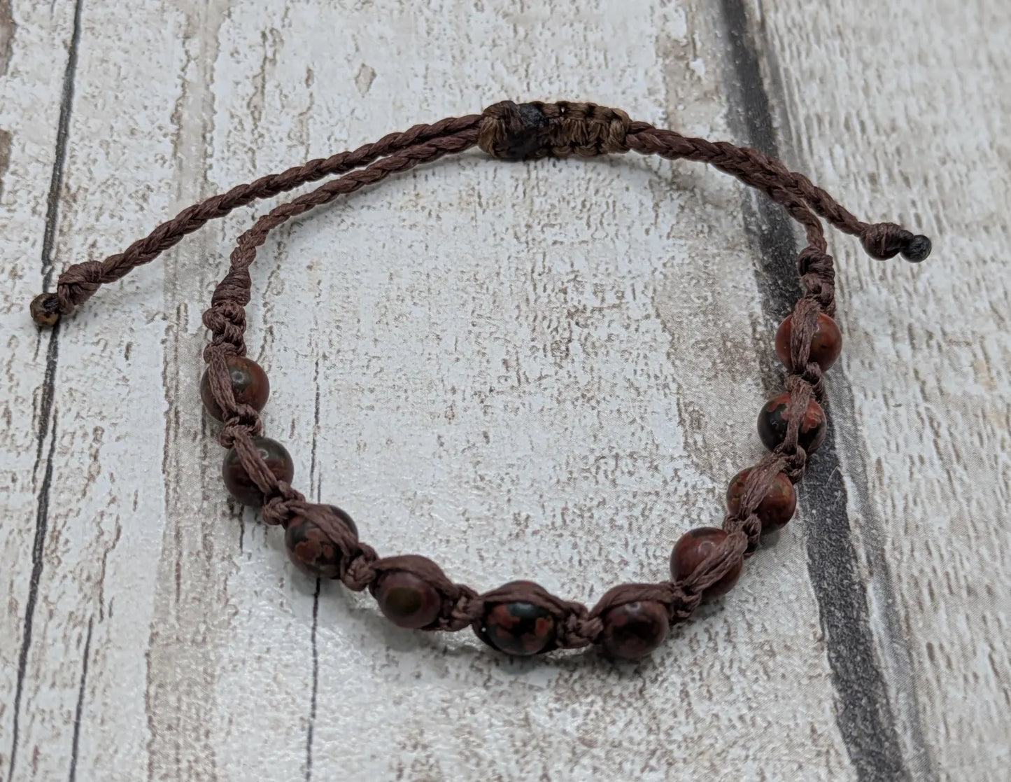 Picasso Jasper macrame beaded bracelet.