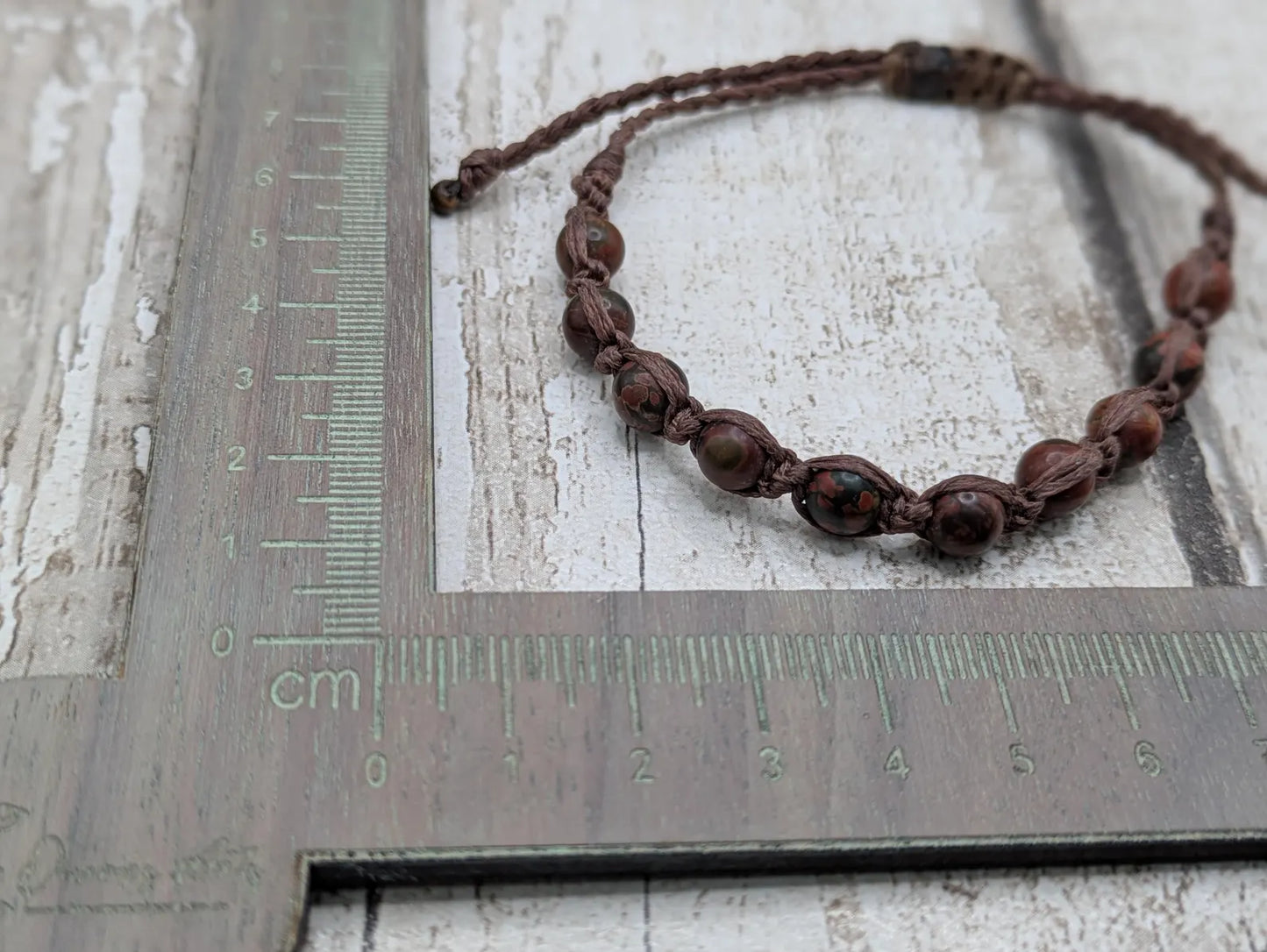 Picasso Jasper macrame beaded bracelet.
