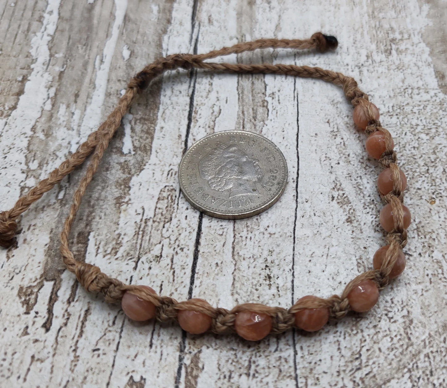 Faceted sunstone Macrame woven adjustable bracelet.