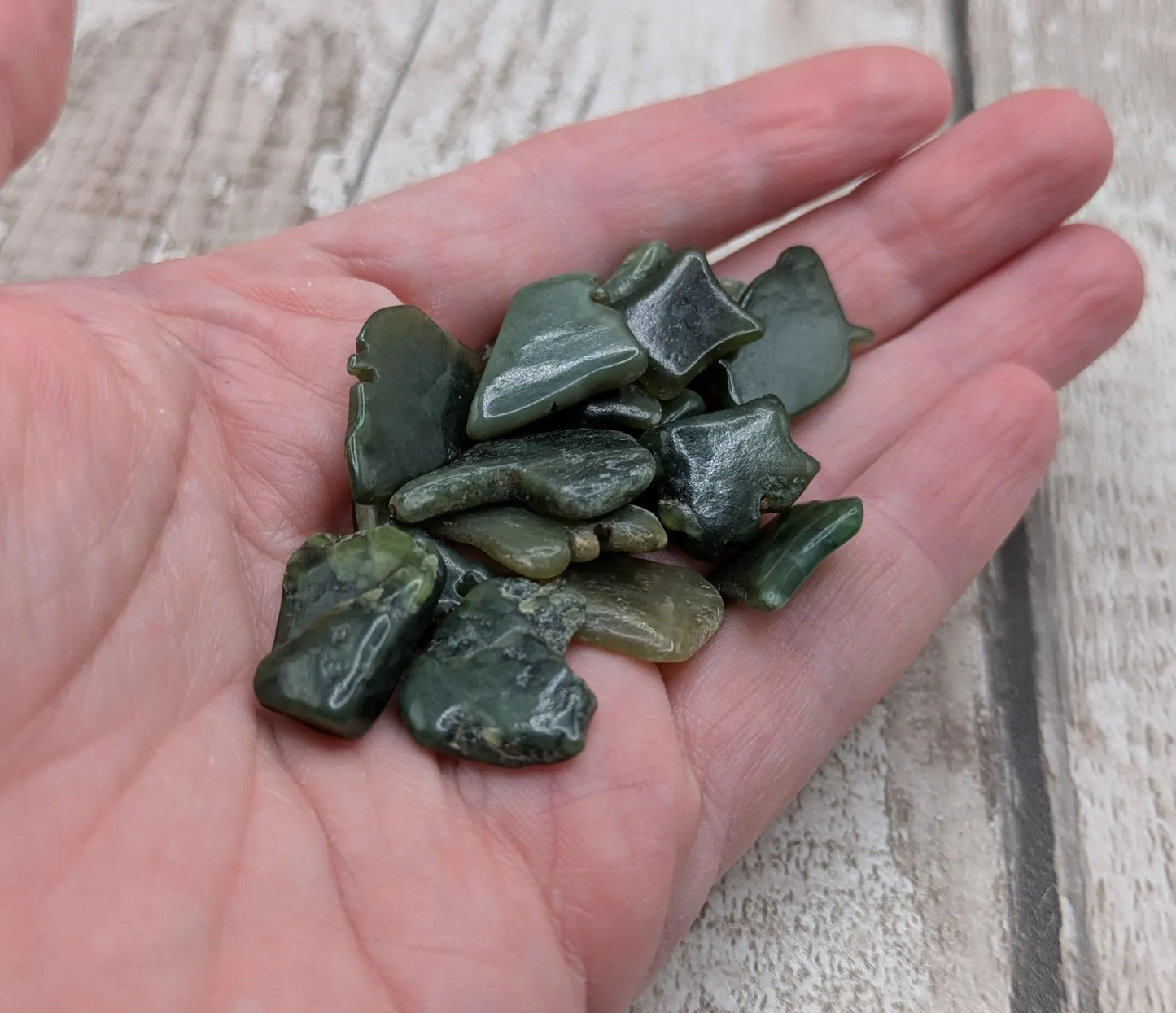 20 Small Tumbled Pounamu Jade Stones – Polished New Zealand Greenstone Offcuts for Crafts, Collectors & Metaphysical Use