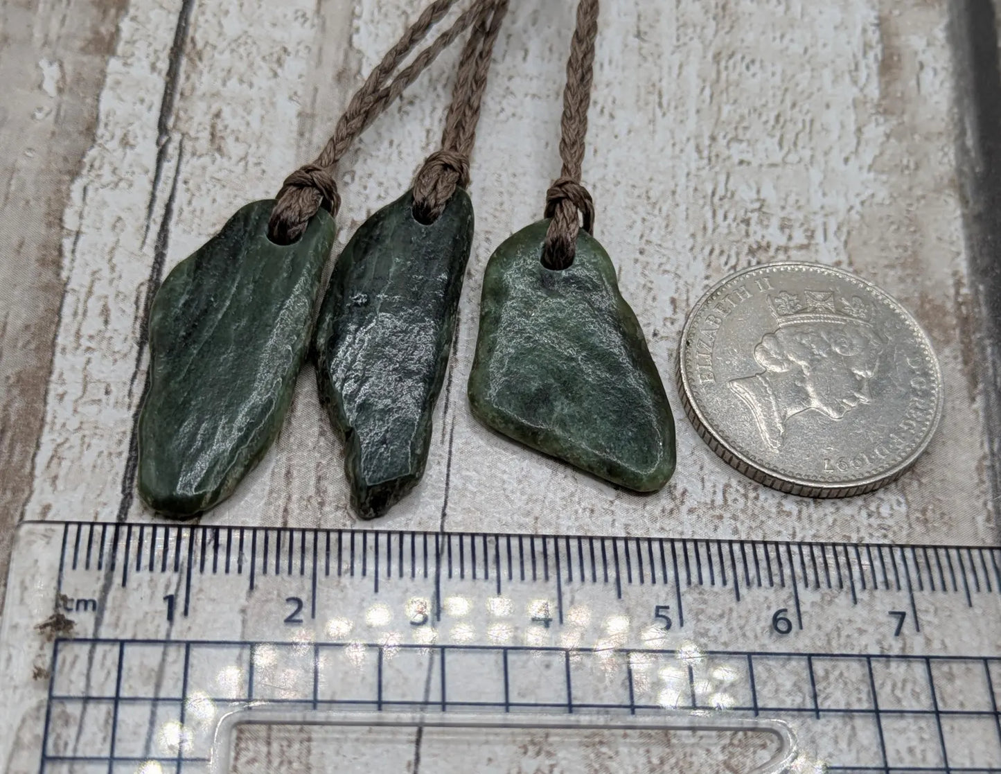 Tumble polished New Zealand Pounamu Jade Necklace – Raw Greenstone Offcut crystal Pendant on Cord, simple spiritual jewellery.