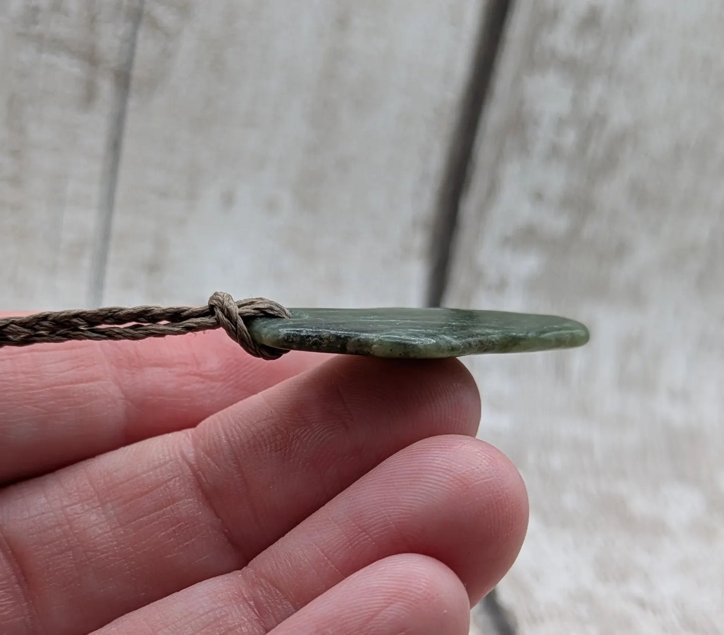 Tumble polished New Zealand Pounamu Jade Necklace – Raw Greenstone Offcut crystal Pendant on Cord, simple spiritual jewellery.