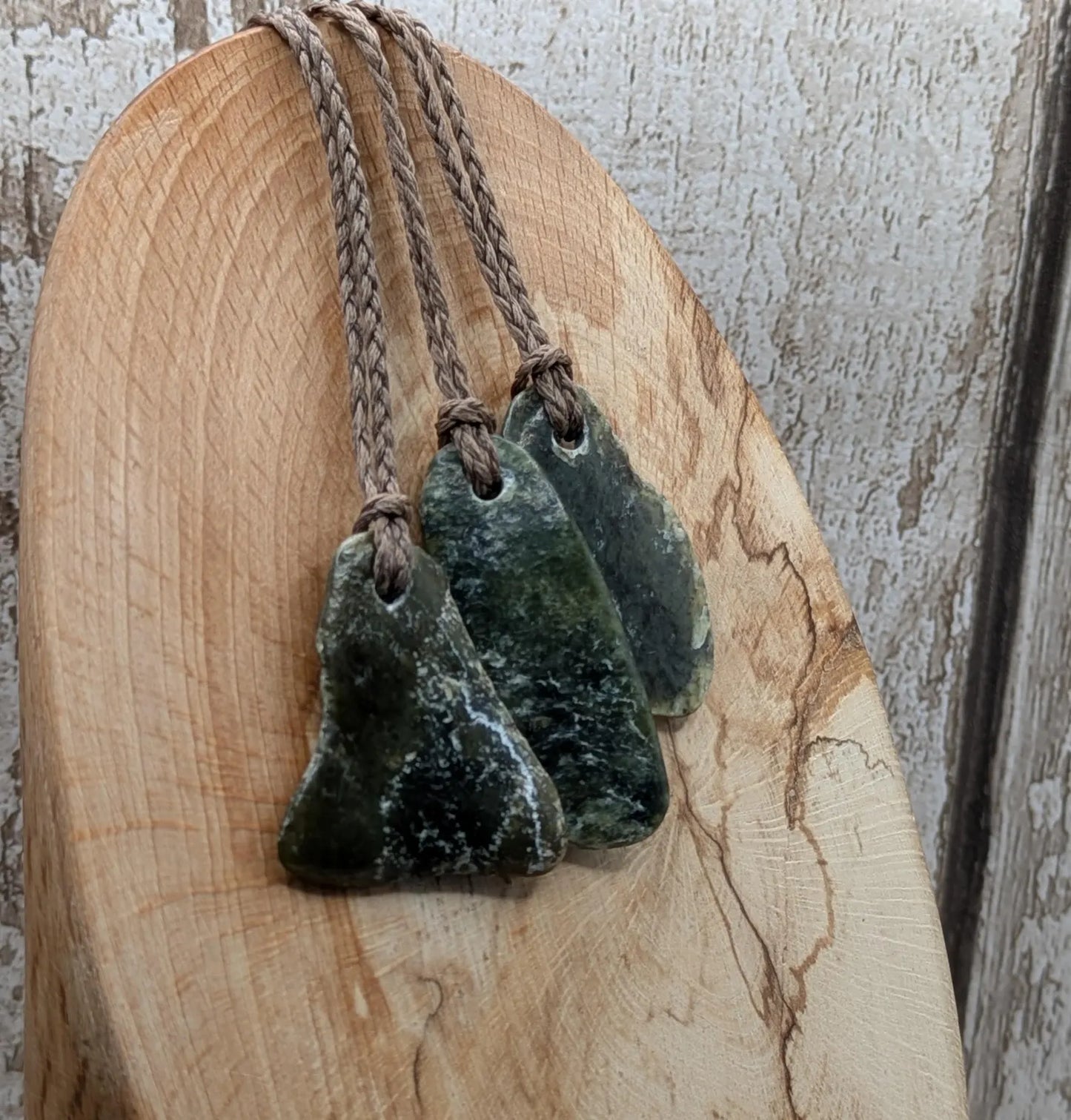 Tumble polished New Zealand Pounamu Jade Necklace – Raw Greenstone Offcut crystal Pendant on Cord, simple spiritual jewellery.