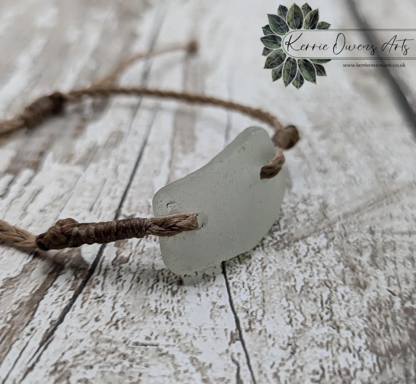 Sea glass connector bead adjustable bracelet.