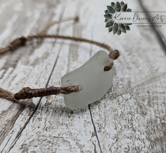 Sea glass connector bead adjustable bracelet.