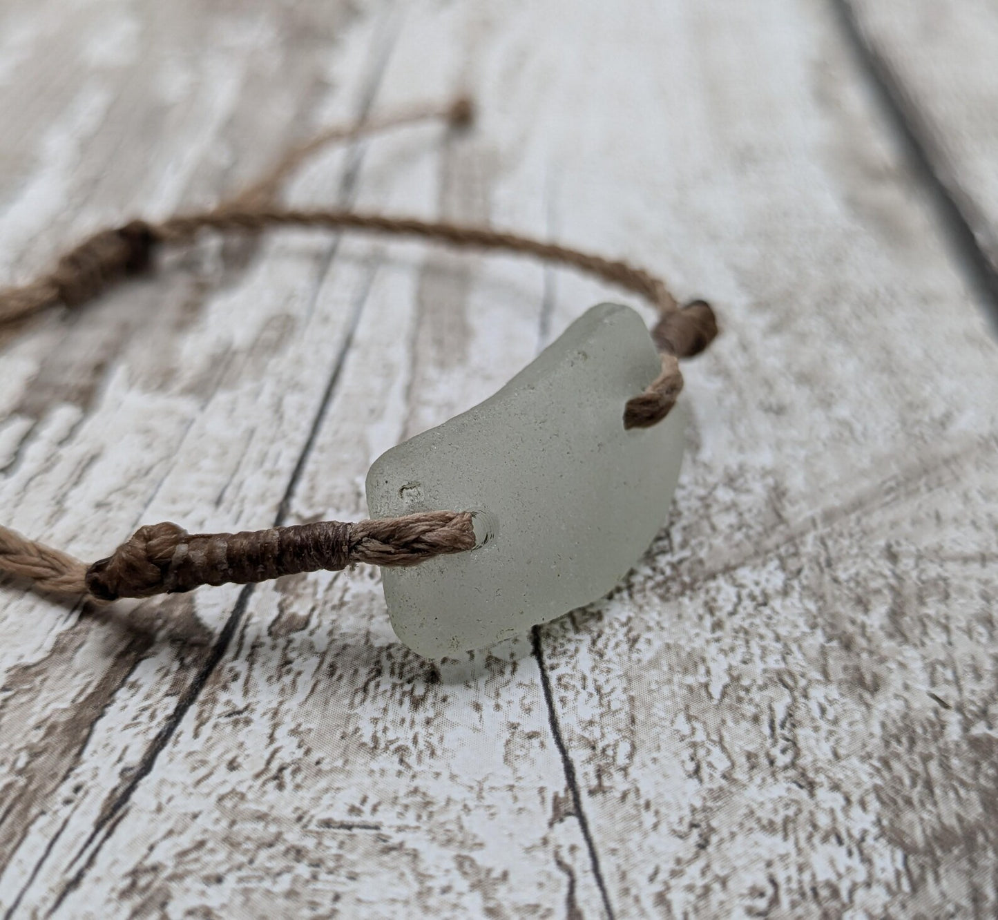 Sea glass connector bead adjustable bracelet.