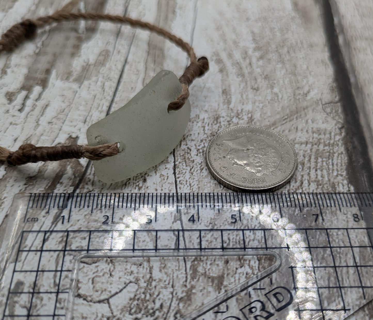 Sea glass connector bead adjustable bracelet.