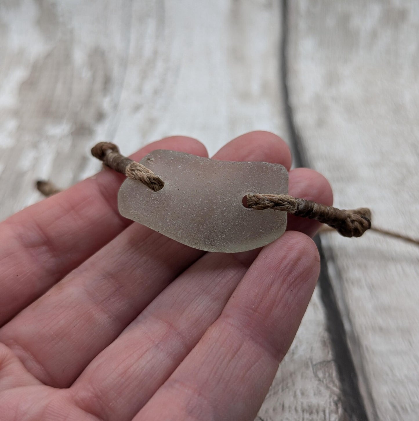 Sea glass connector bead adjustable bracelet.