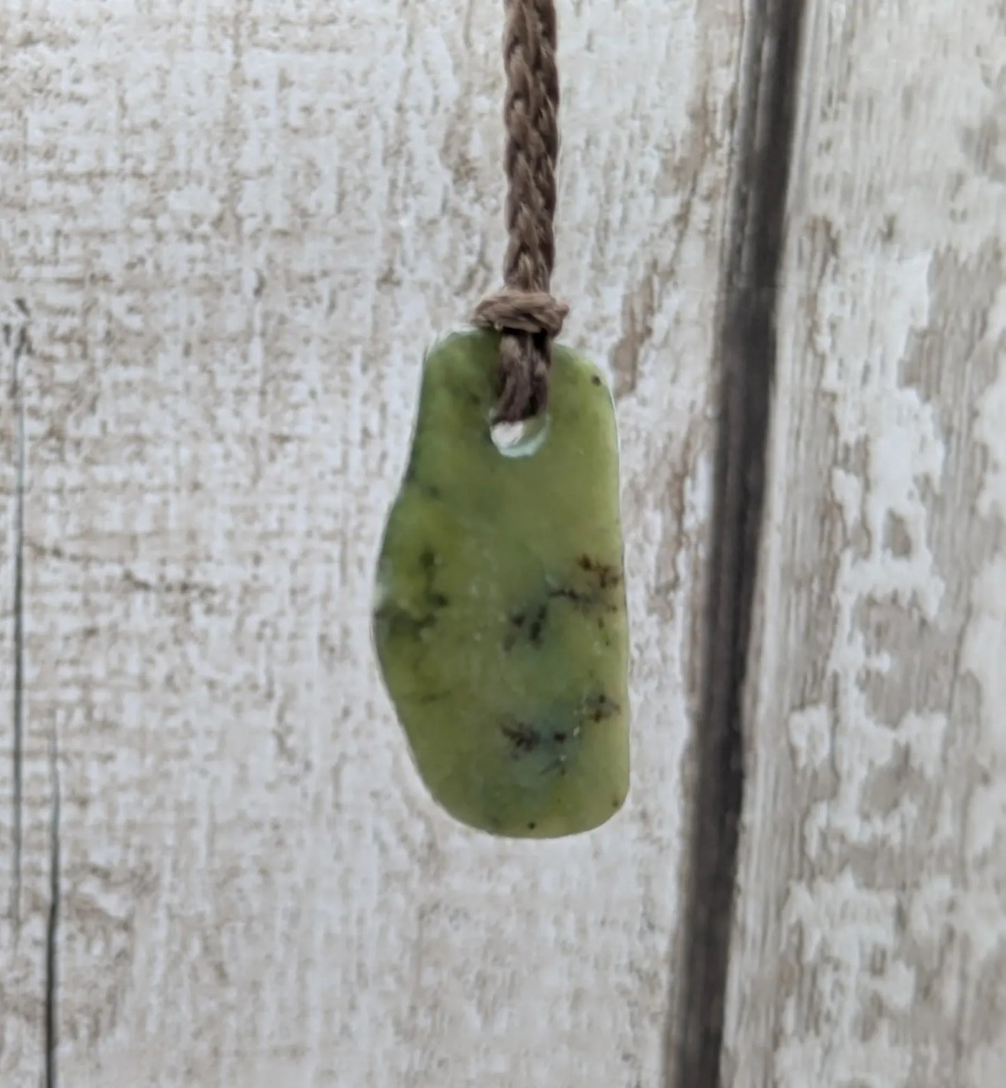 Tumble polished New Zealand Pounamu Jade Necklace – Raw Greenstone Offcut crystal Pendant on Cord, simple spiritual jewellery.