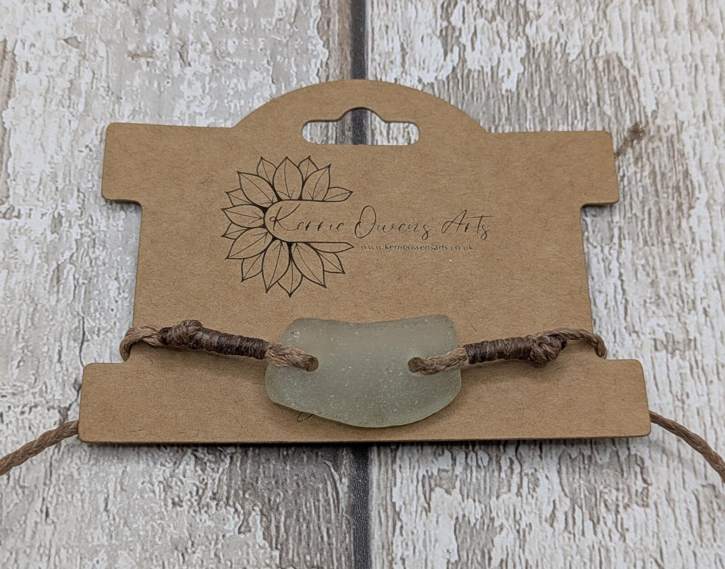 Sea glass connector bead adjustable bracelet.