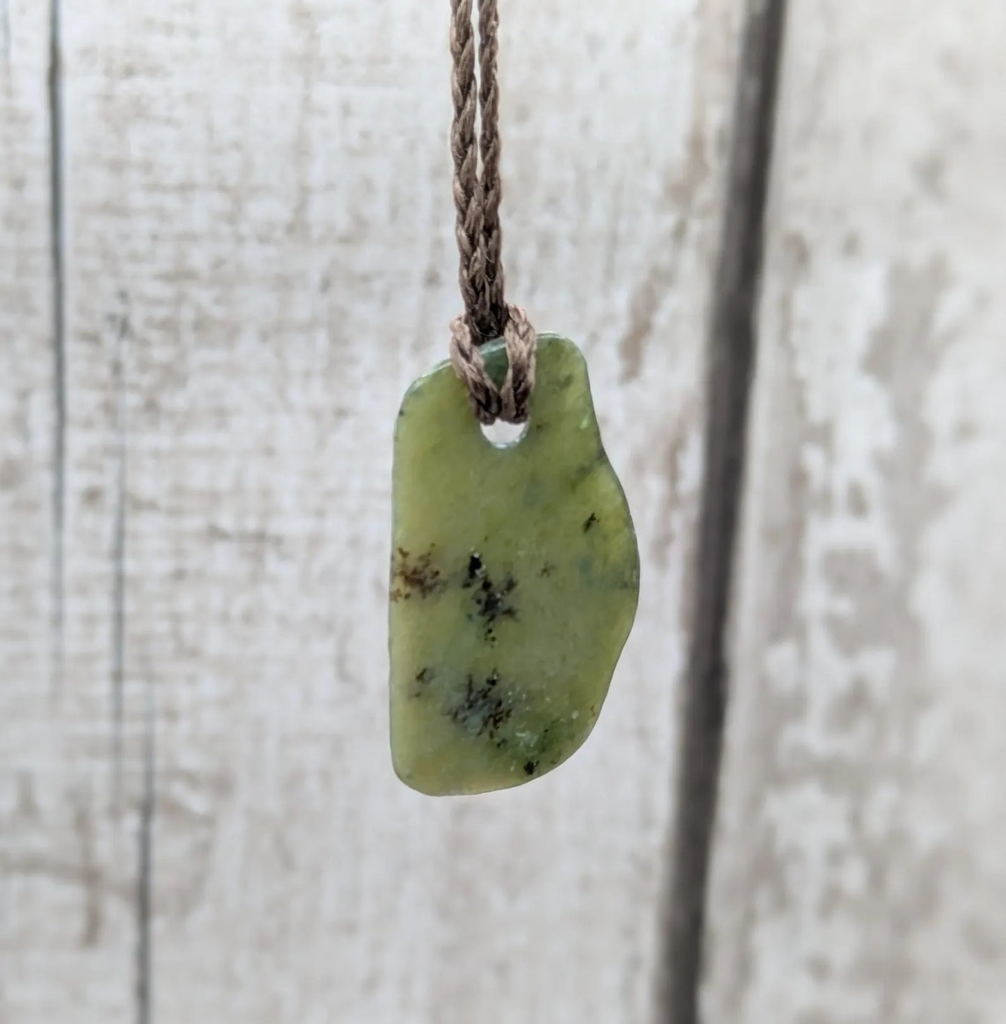 Tumble polished New Zealand Pounamu Jade Necklace – Raw Greenstone Offcut crystal Pendant on Cord, simple spiritual jewellery.