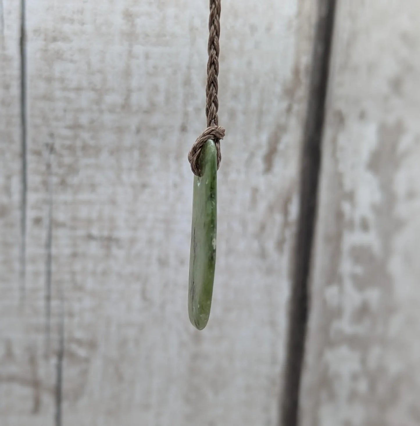 Tumble polished New Zealand Pounamu Jade Necklace – Raw Greenstone Offcut crystal Pendant on Cord, simple spiritual jewellery.