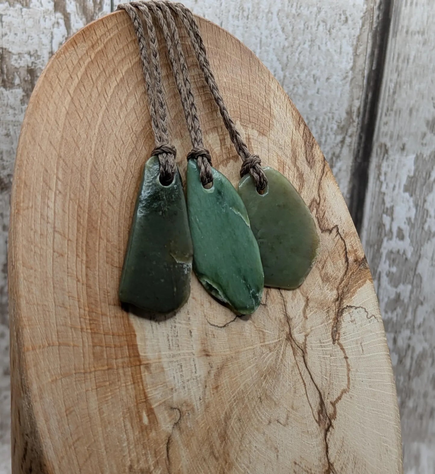 Tumble polished New Zealand Pounamu Jade Necklace – Raw Greenstone Offcut crystal Pendant on Cord, simple spiritual jewellery.