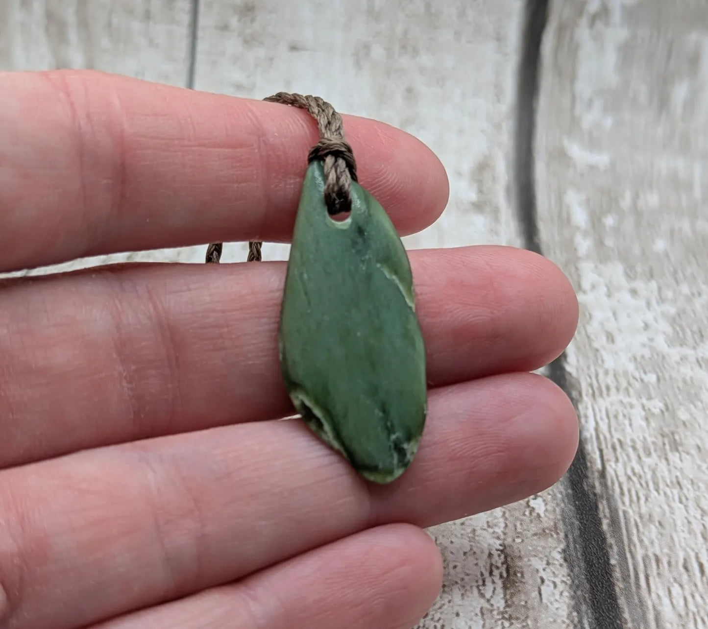 Tumble polished New Zealand Pounamu Jade Necklace – Raw Greenstone Offcut crystal Pendant on Cord, simple spiritual jewellery.