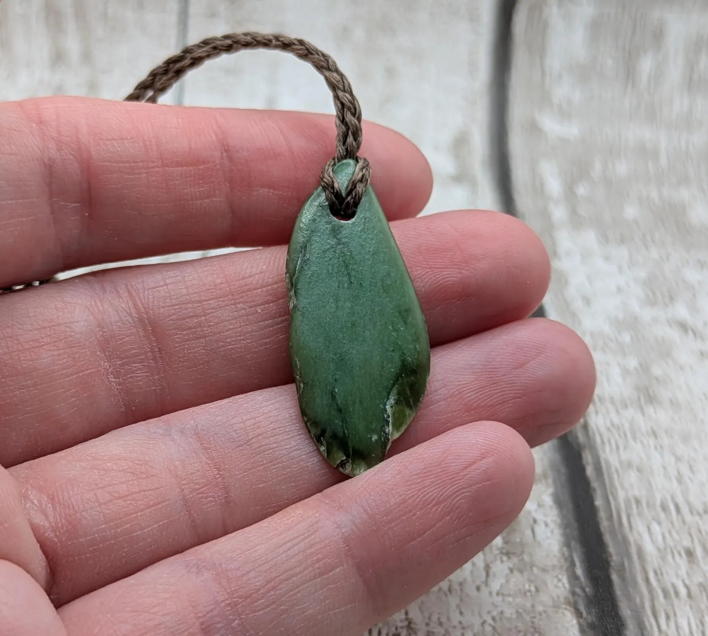 Tumble polished New Zealand Pounamu Jade Necklace – Raw Greenstone Offcut crystal Pendant on Cord, simple spiritual jewellery.