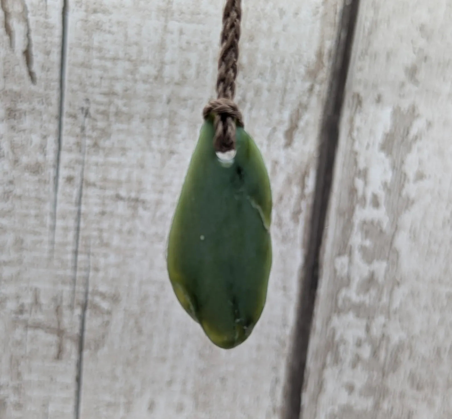 Tumble polished New Zealand Pounamu Jade Necklace – Raw Greenstone Offcut crystal Pendant on Cord, simple spiritual jewellery.