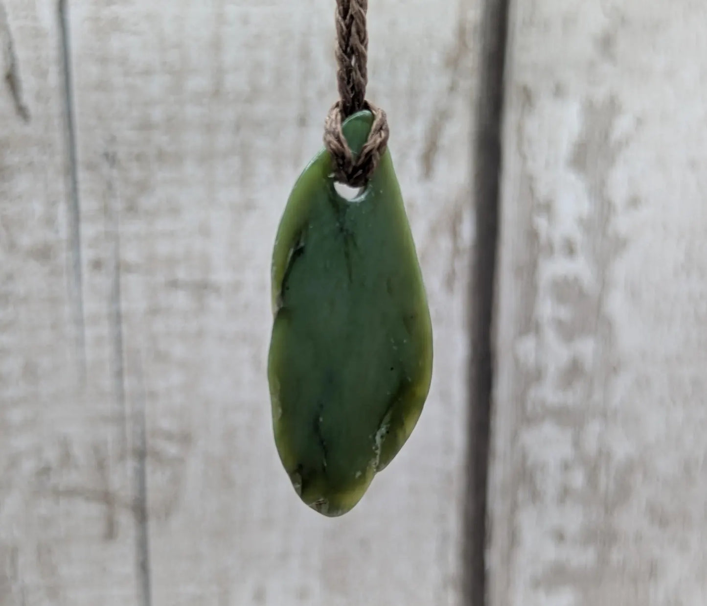 Tumble polished New Zealand Pounamu Jade Necklace – Raw Greenstone Offcut crystal Pendant on Cord, simple spiritual jewellery.