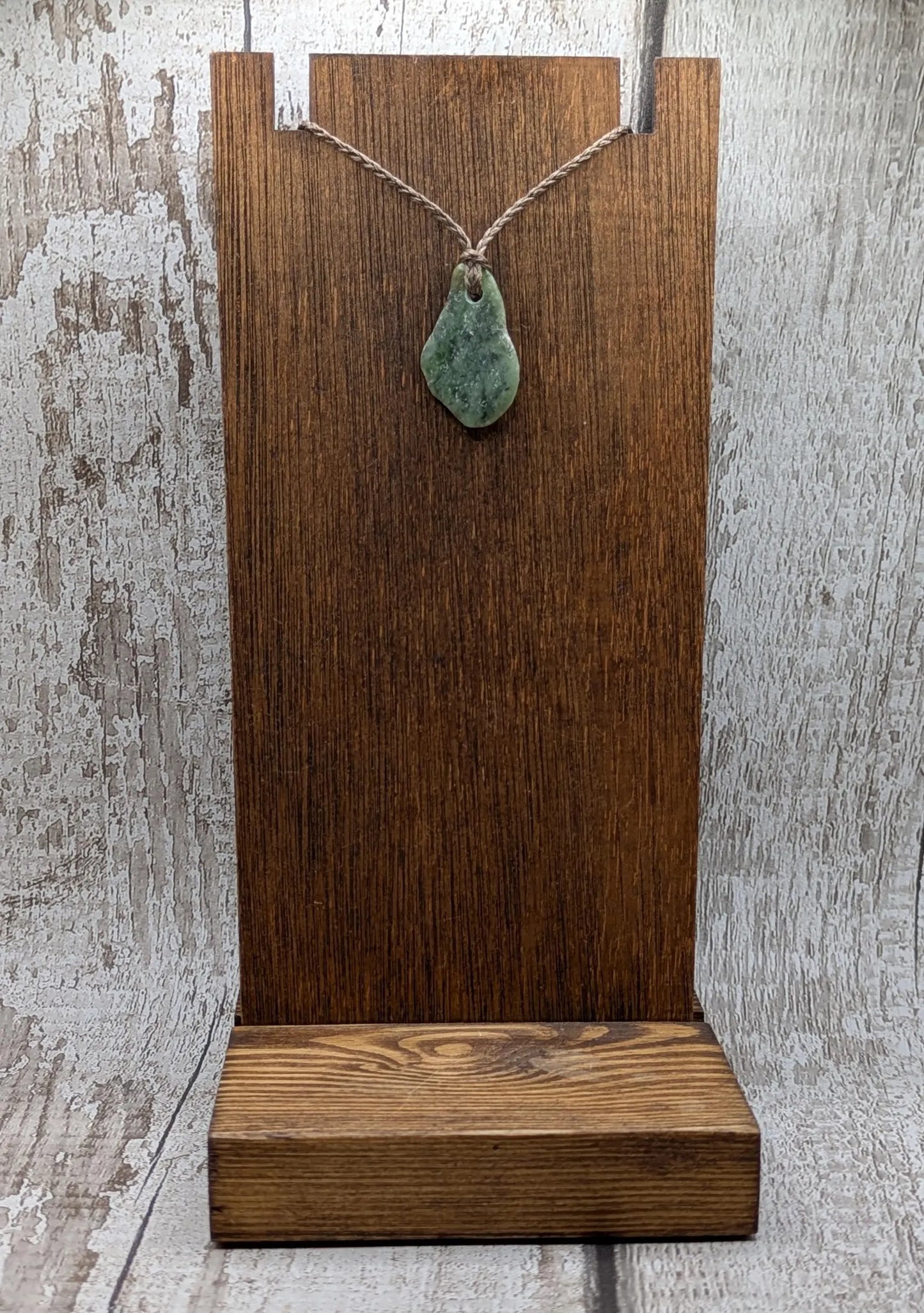 Tumble polished New Zealand Pounamu Jade Necklace – Raw Greenstone Offcut crystal Pendant on Cord, simple spiritual jewellery.