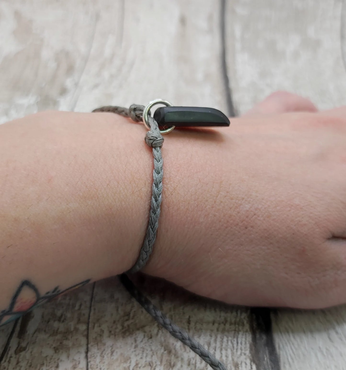 Shungite Hei Toki adze style braided adjustable bracelet.