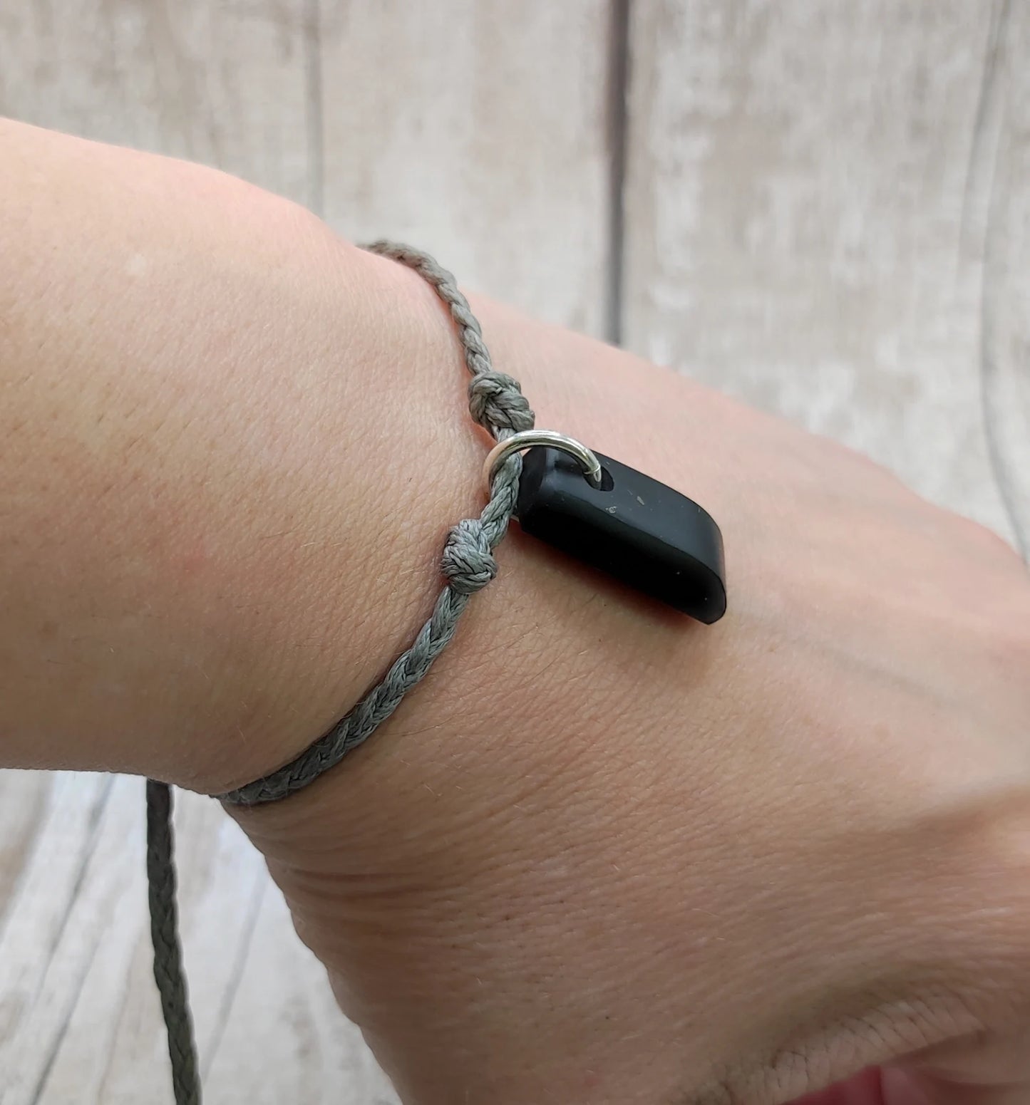 Shungite Hei Toki adze style braided adjustable bracelet.
