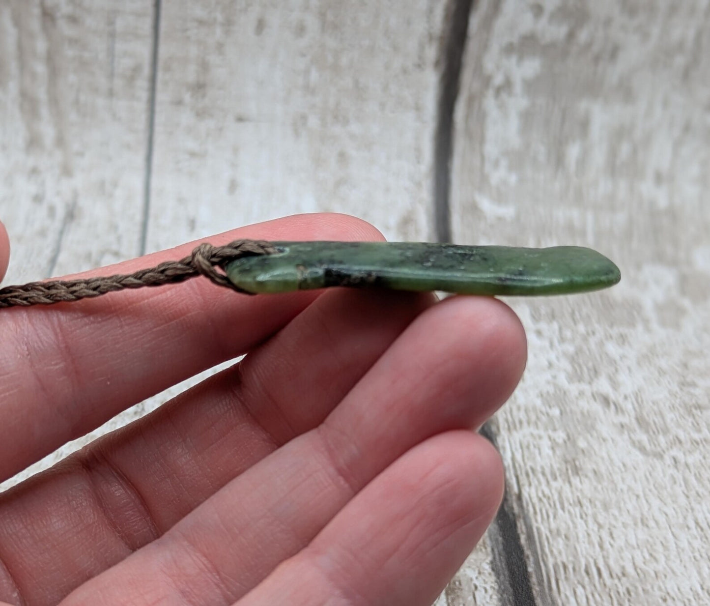 Tumble polished New Zealand Pounamu Jade Necklace – Raw Greenstone Offcut crystal Pendant on Cord, simple spiritual jewellery.