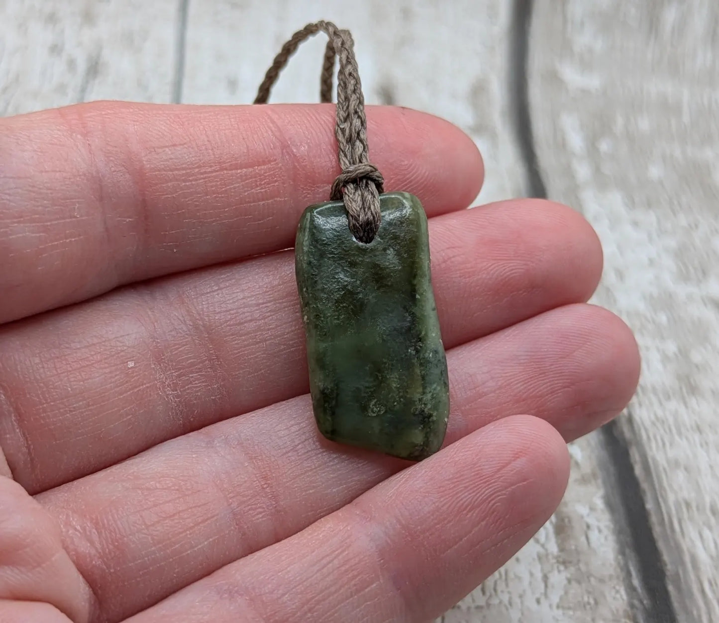 Tumble polished New Zealand Pounamu Jade Necklace – Raw Greenstone Offcut crystal Pendant on Cord, simple spiritual jewellery.