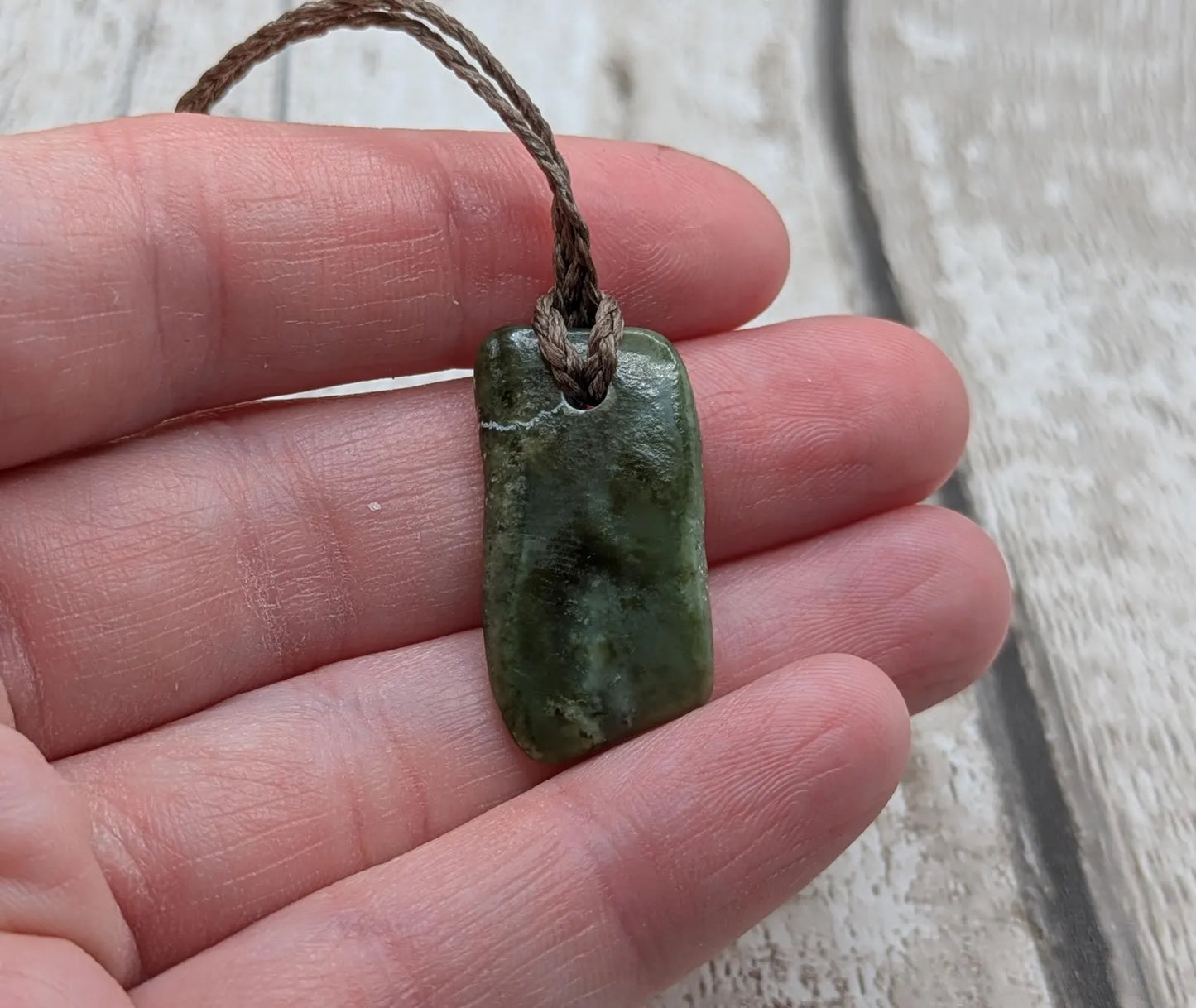 Tumble polished New Zealand Pounamu Jade Necklace – Raw Greenstone Offcut crystal Pendant on Cord, simple spiritual jewellery.