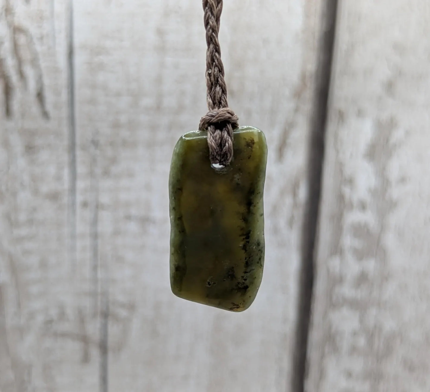 Tumble polished New Zealand Pounamu Jade Necklace – Raw Greenstone Offcut crystal Pendant on Cord, simple spiritual jewellery.